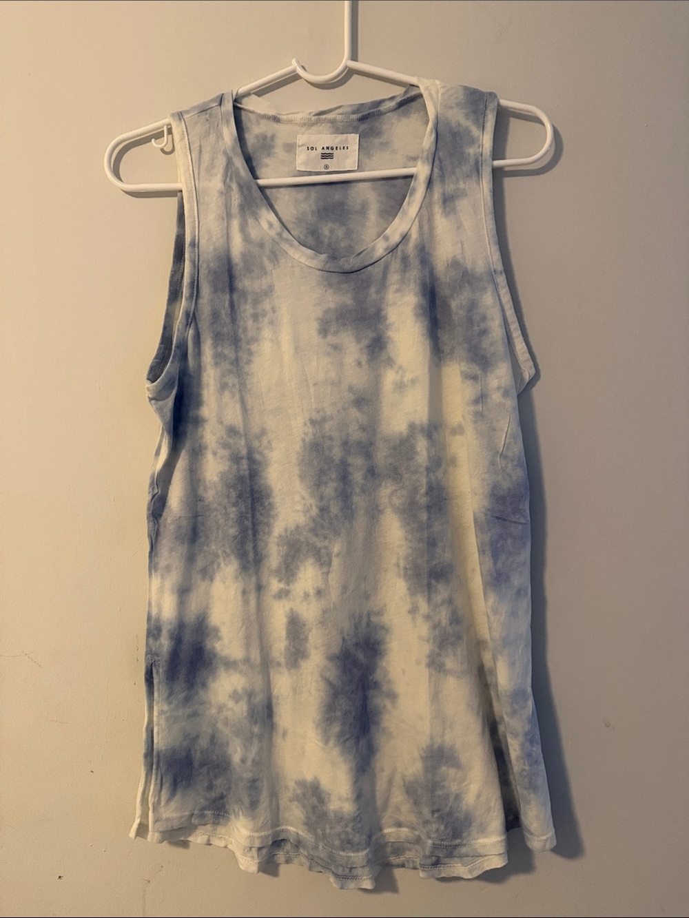 Sol Angeles Blue and White Tie-Dye Racer Tank